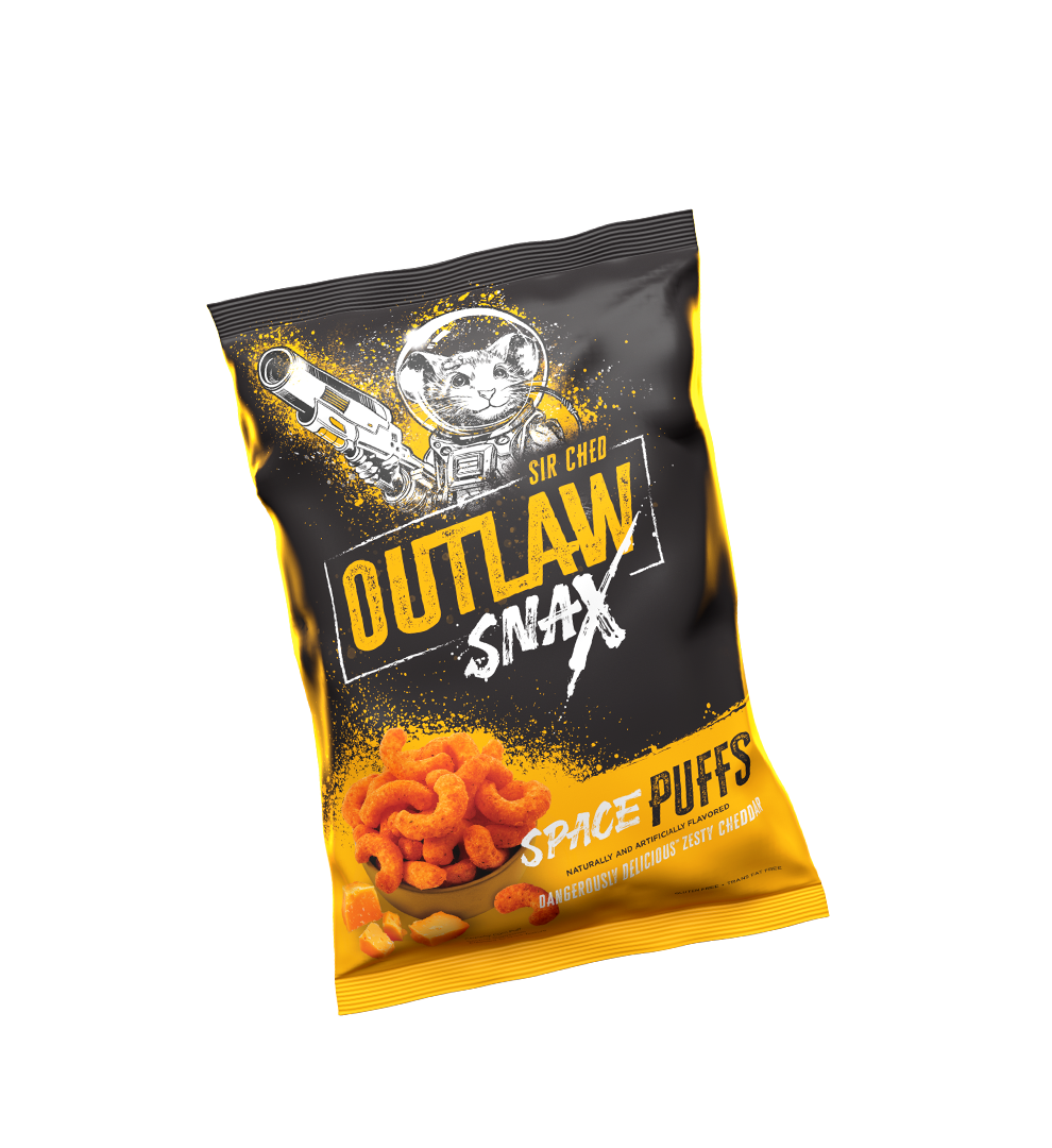 Outlaw Snax Space Puffs Zesty Cheddar Cheese Corn Puffs