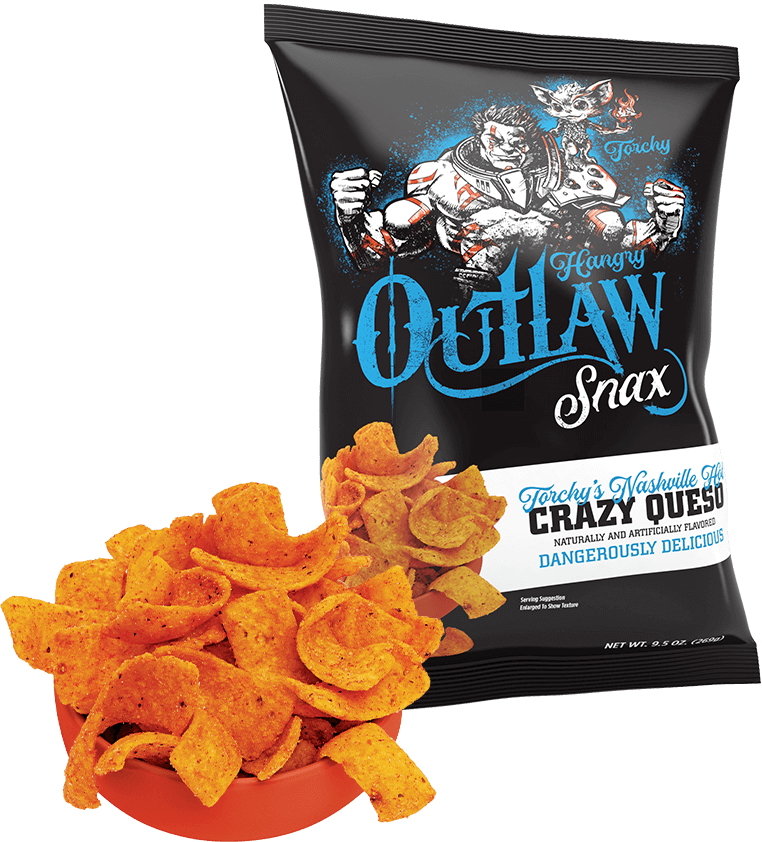 Outlaw Snax Nashville Hot Crazy Queso Tortilla Chips
